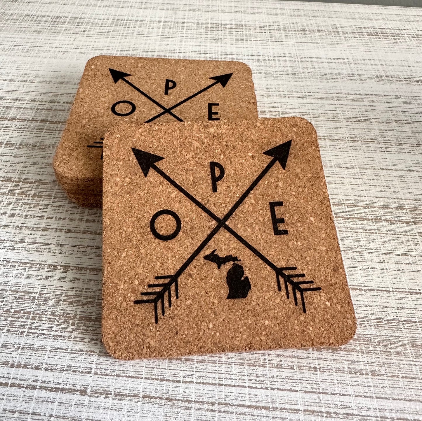 Square Ope X Cork Coaster Set