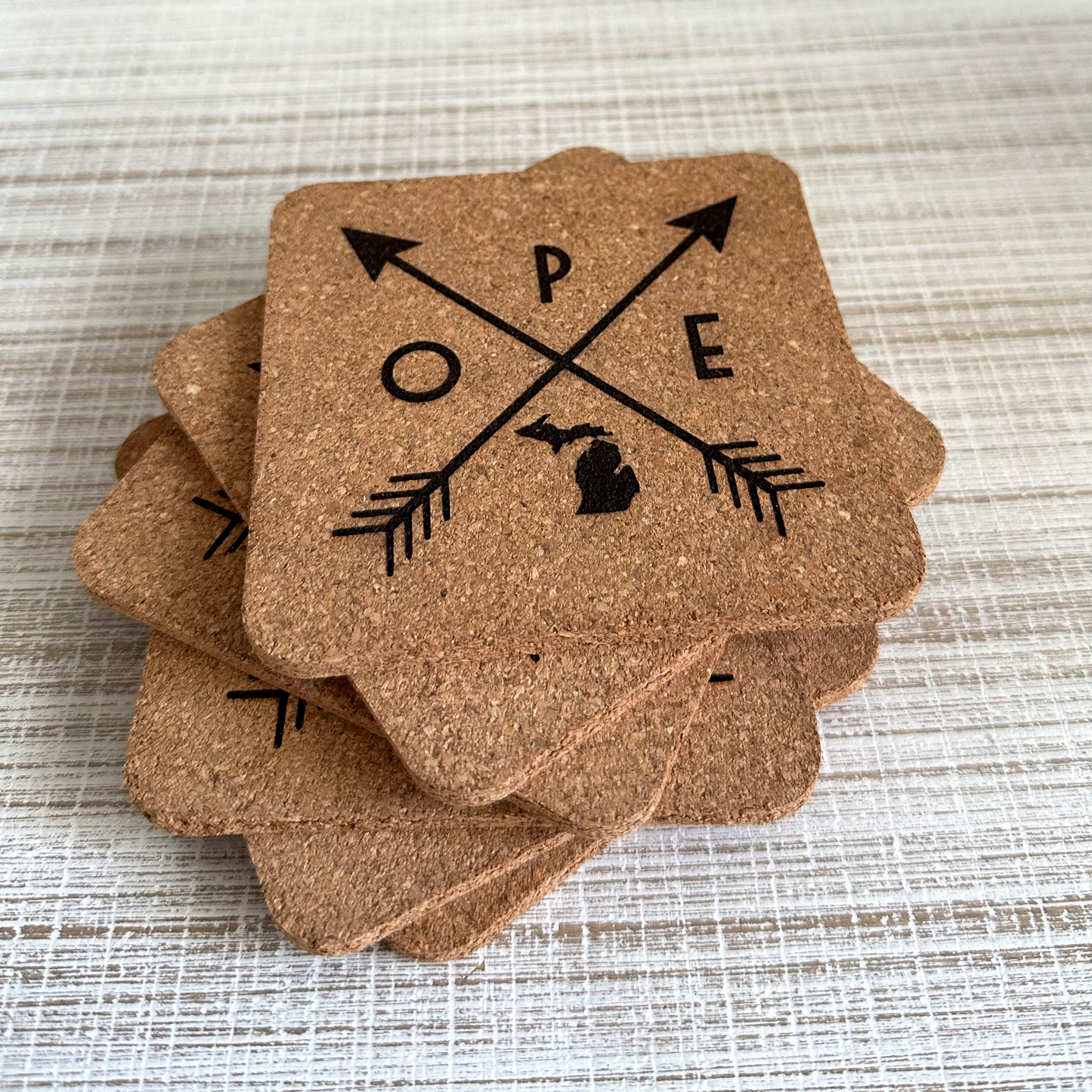 Square Ope X Cork Coaster Set