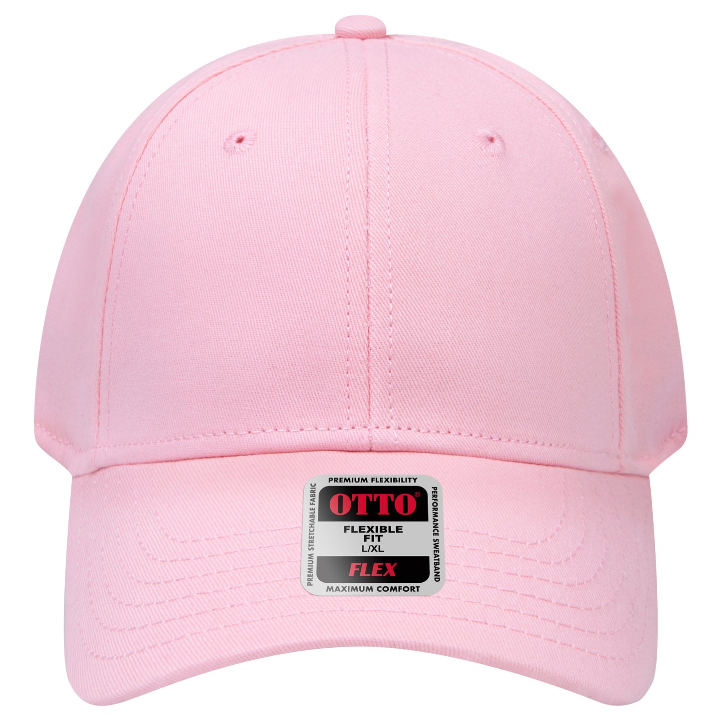 6-Panel Low Profile Baseball Cap — Flex Fit — Custom Leather Patch in Pink en ay Green