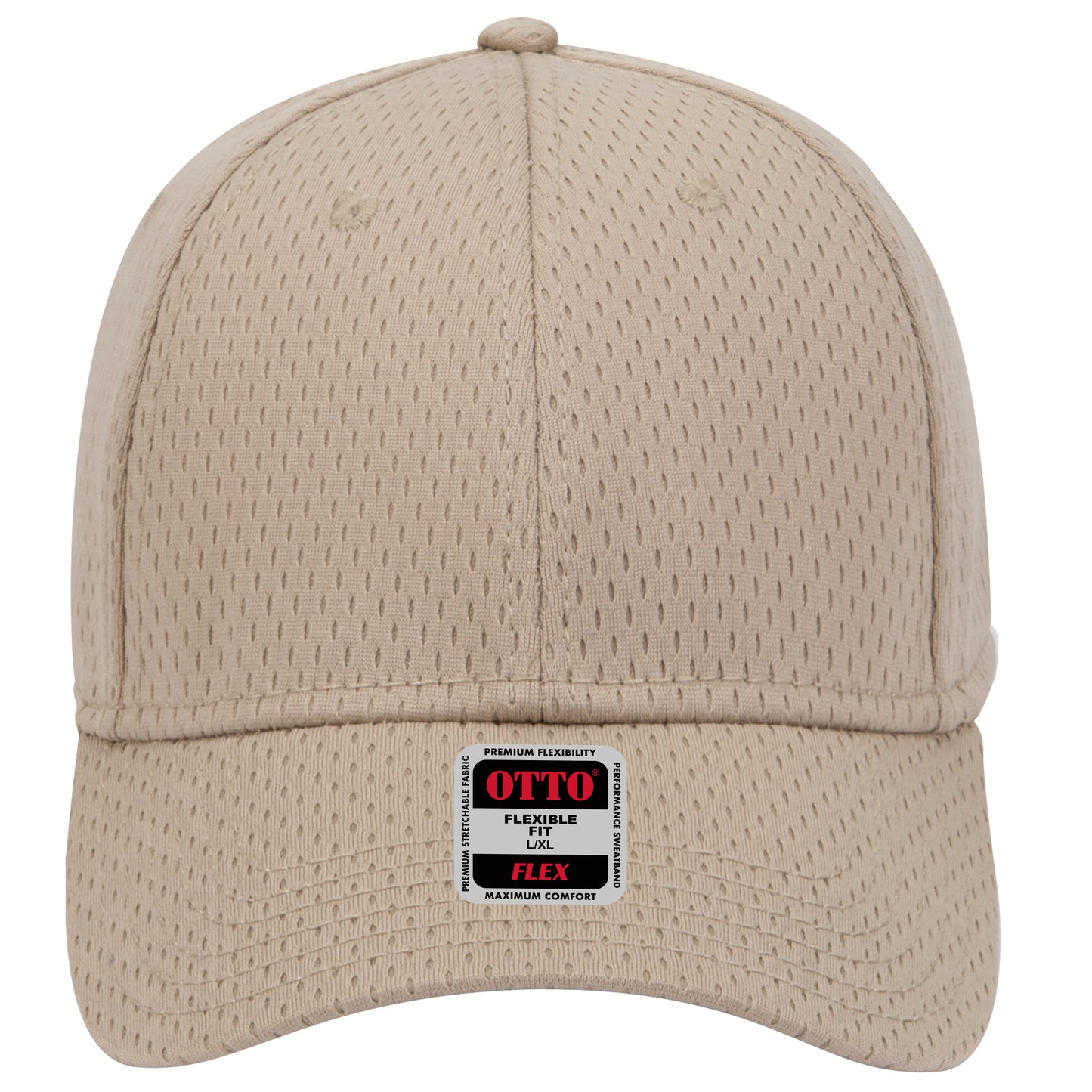 6-Panel Low Profile Baseball Cap — Flex Fit — Custom Leather Patch in Khaki