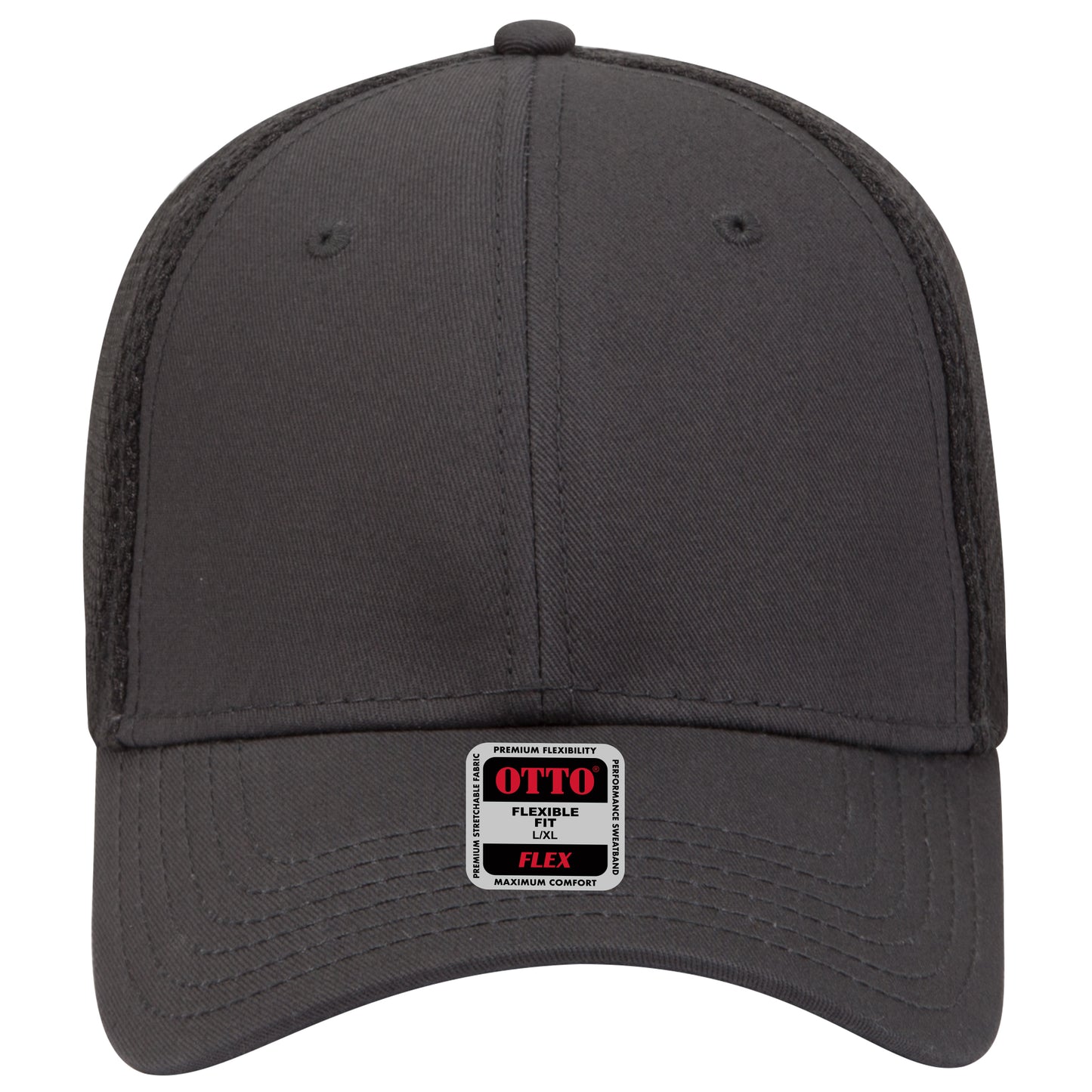 6-Panel Low Profile Baseball Cap — Flex Fit — Custom Leather Patch in Charcoal Gray