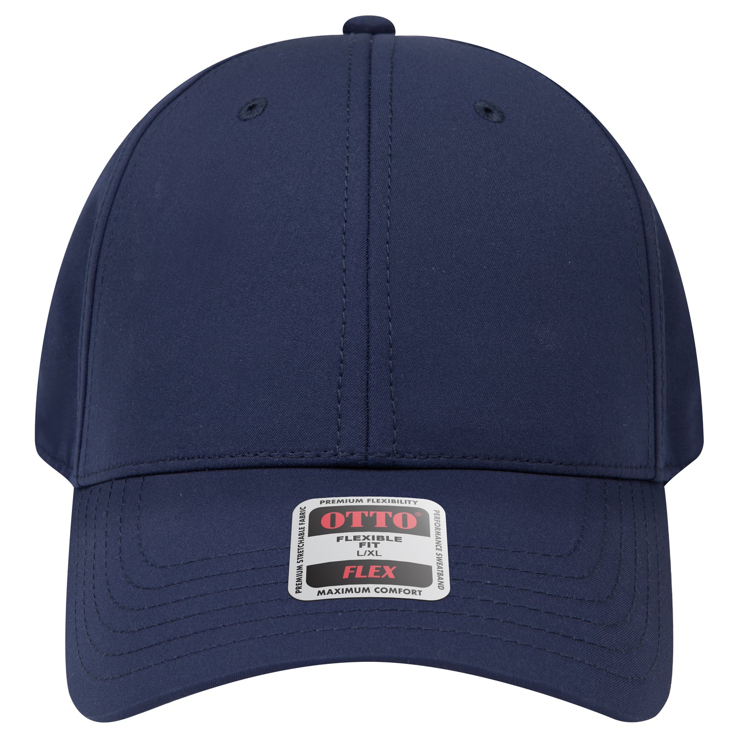 6-Panel Low Profile Baseball Cap — Flex Fit — Custom Leather Patch in Navy
