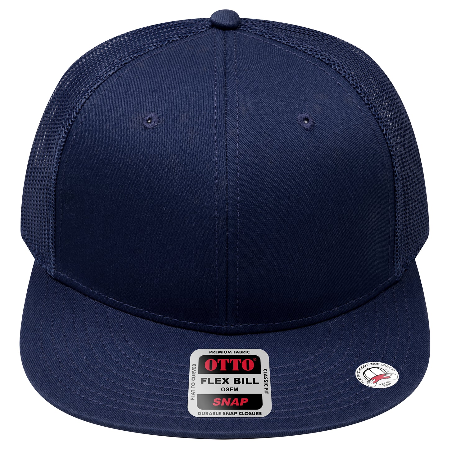 6-Panel Classic Trucker Hat — Snapback — Custom Leather Patch in Navy