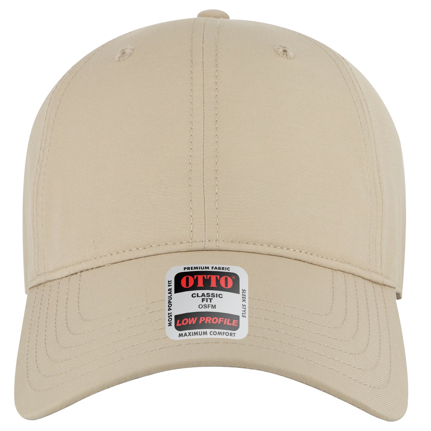 6-Panel Low Profile Baseball Cap — Custom Leather Patch in Khaki