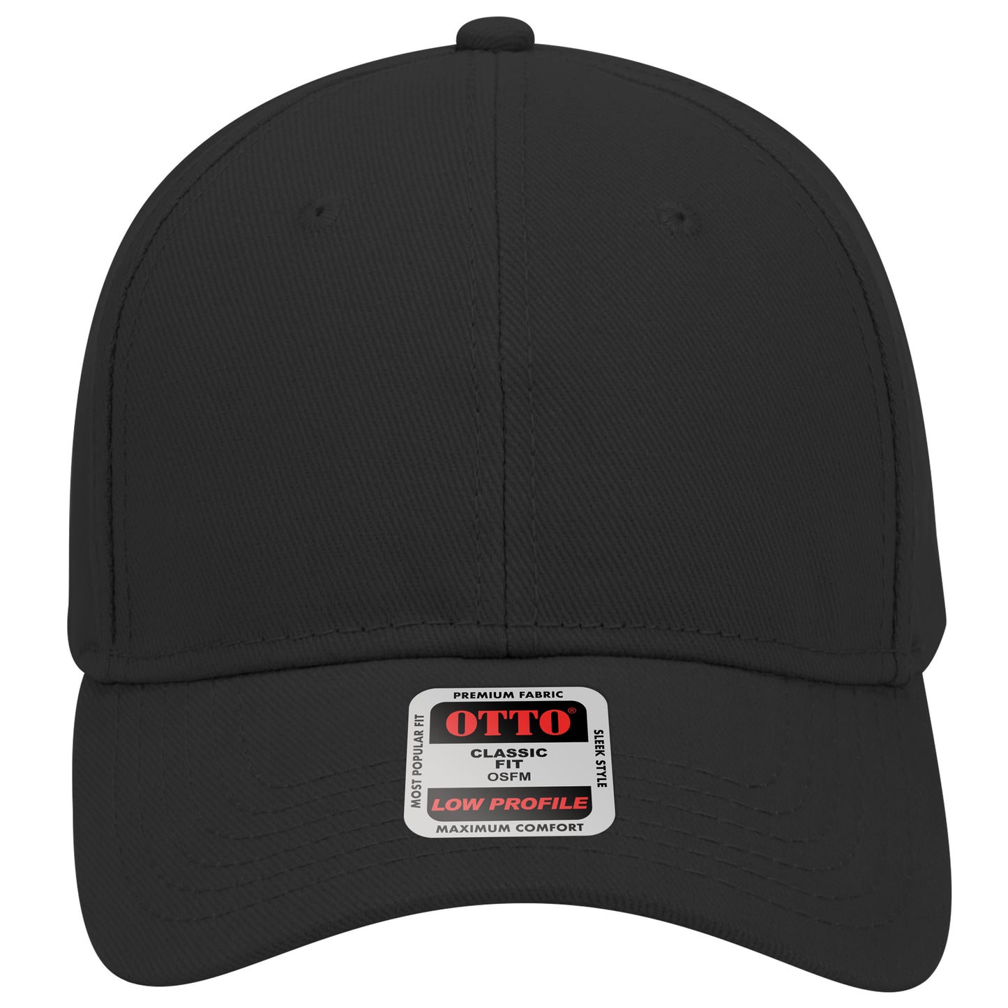 6-Panel Low Profile Baseball Cap — Custom Leather Patch in Black