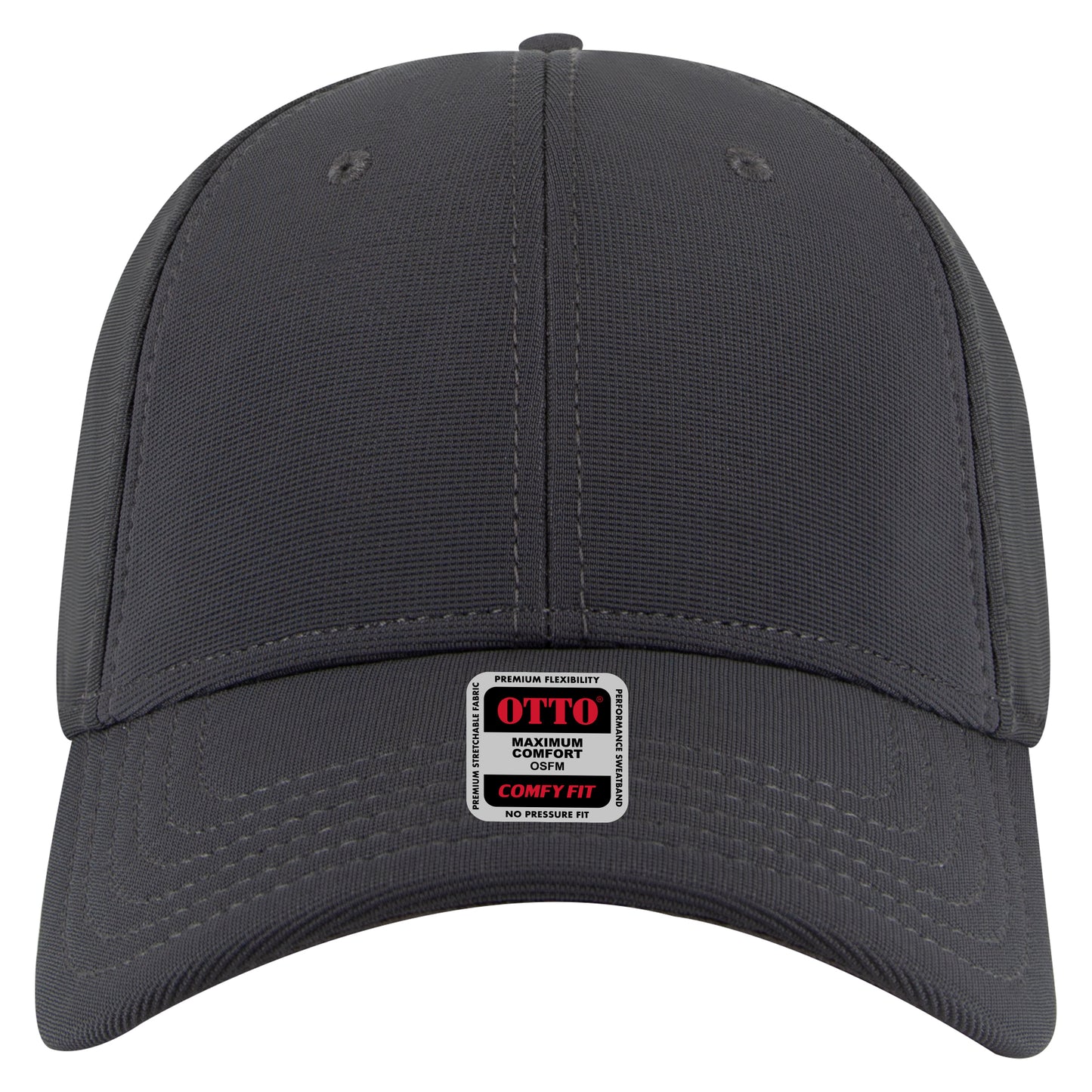 6-Panel Low Profile Baseball Cap — Stretch Comfort Fit — Custom Leather Patch in Charcoal Gray