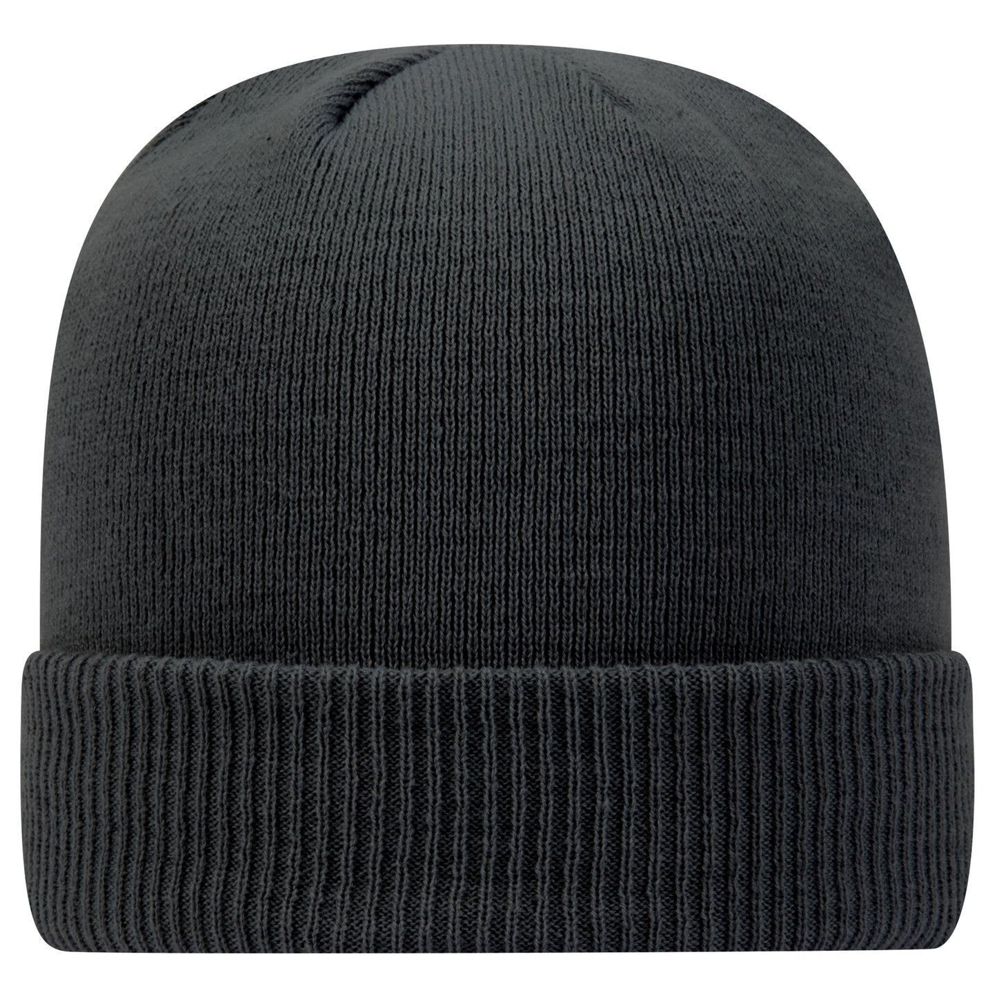 Knit Beanie — Custom Leather Patch in Charcoal Gray