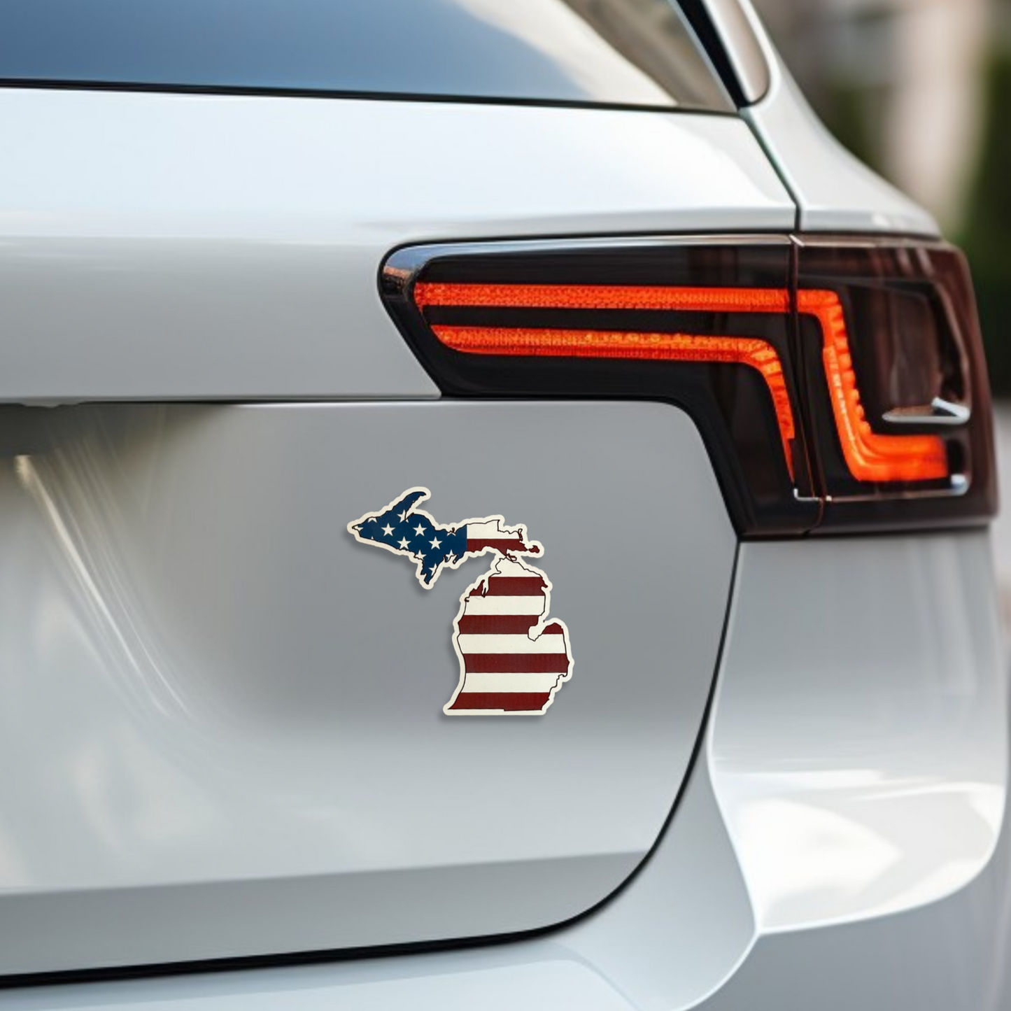4" American Flag MI Acrylic Car Badge