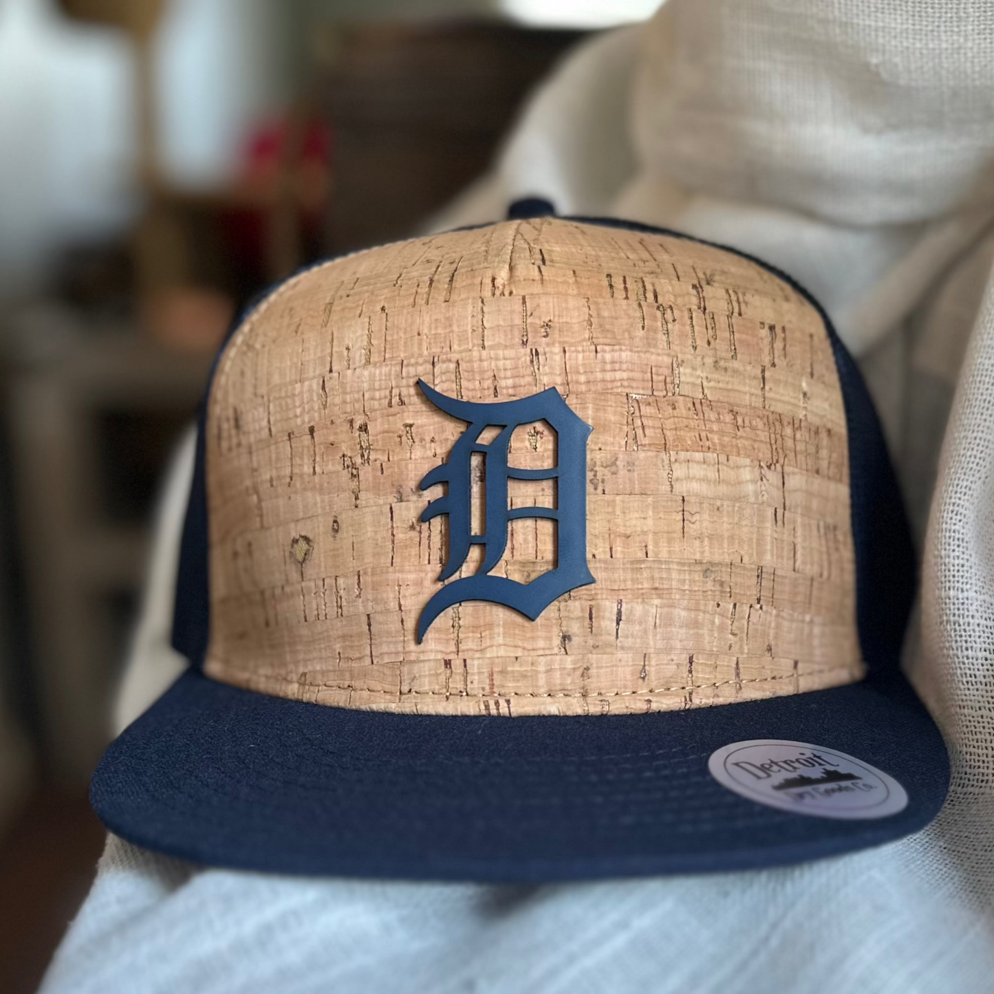 Detroit D Hat - Navy Blue and Cork