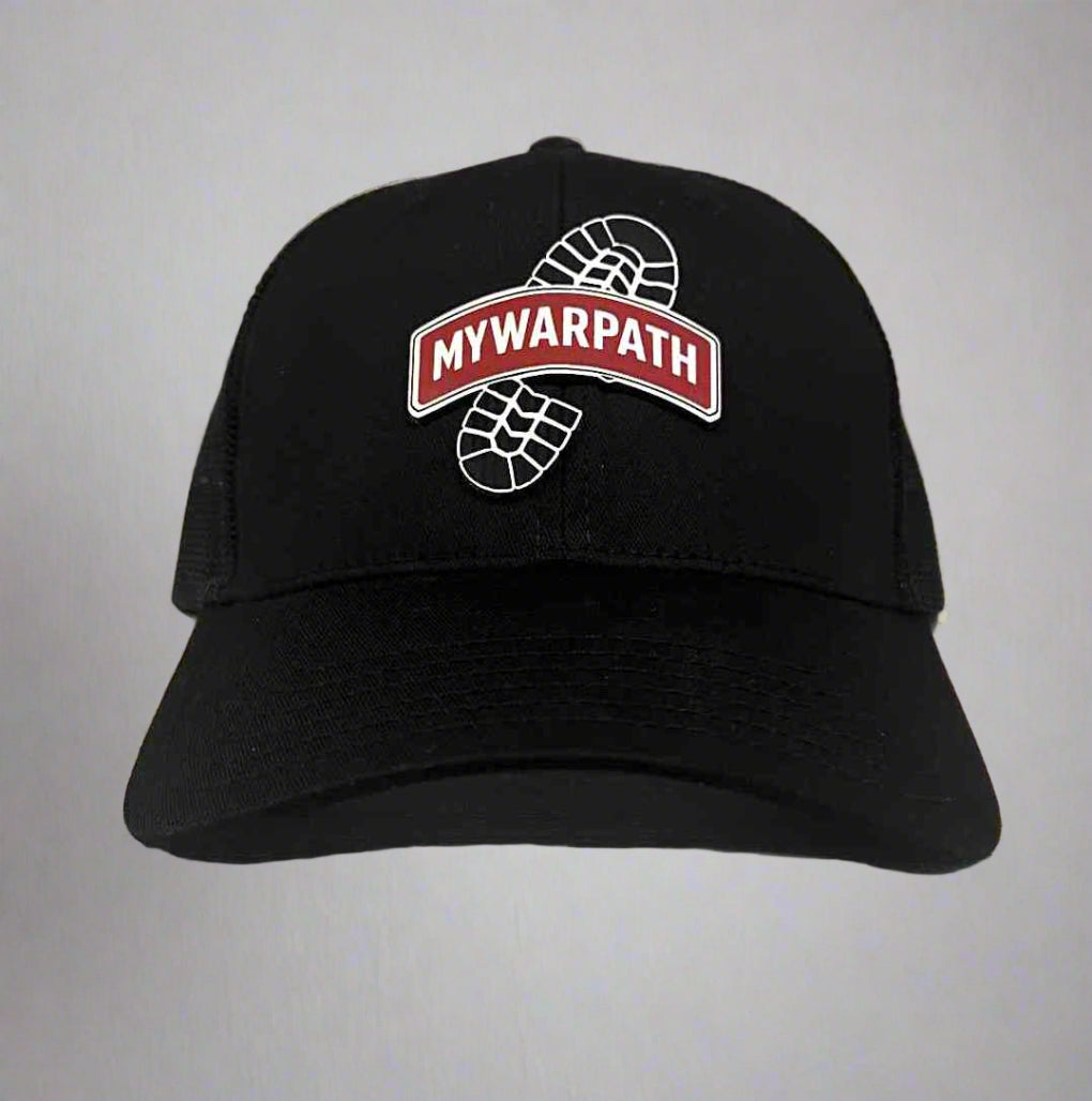 MYWARPATH Black and Red Patch Hat