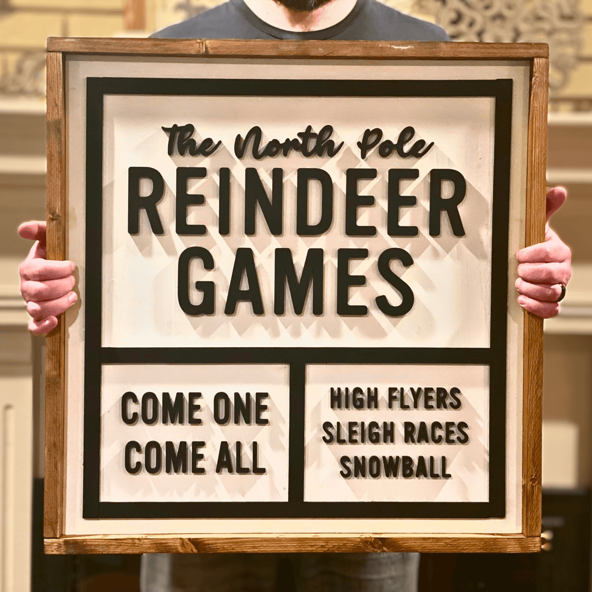 Reindeer Games Christmas Rustic 3D Wood Sign - Detroit Dry Goods