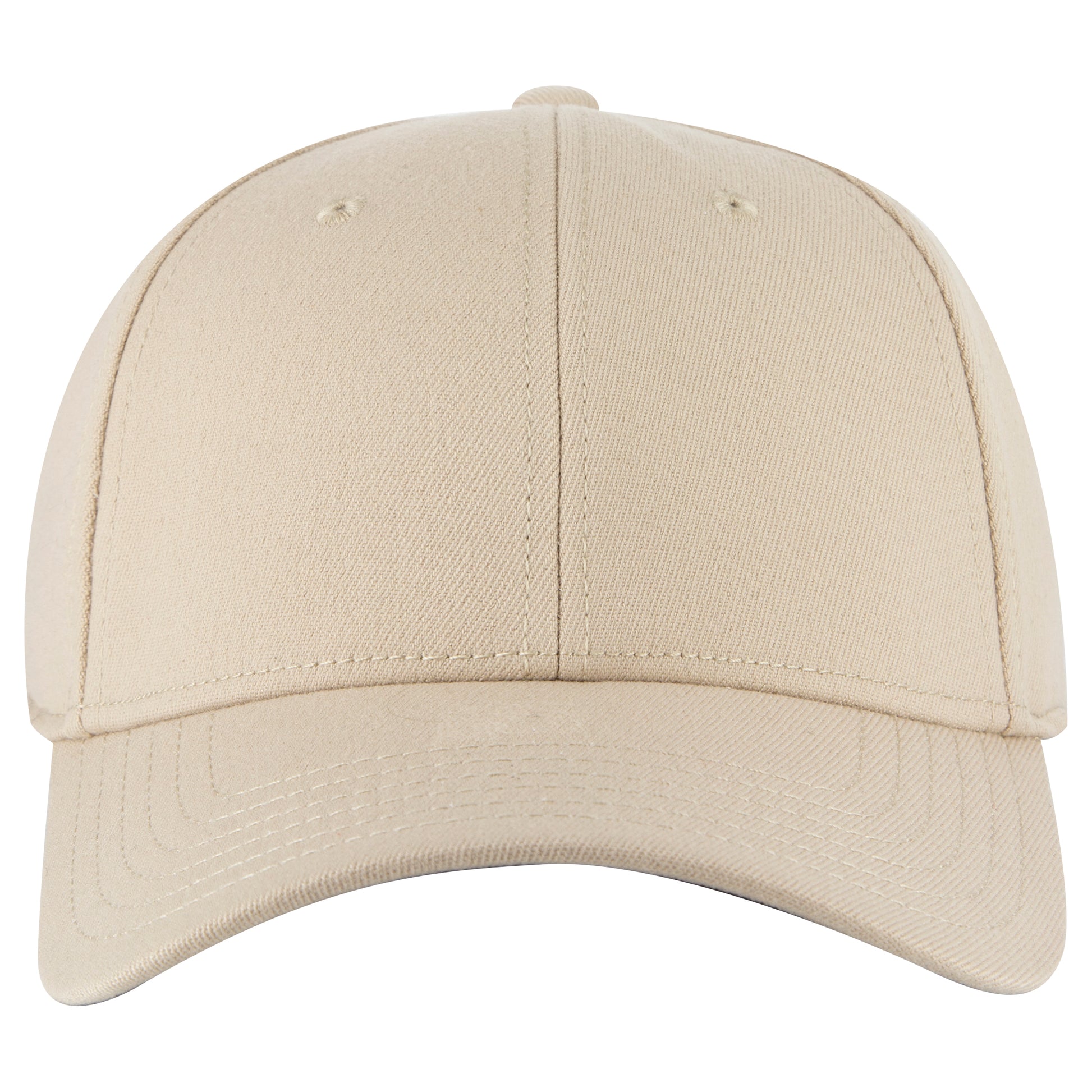 6-Panel Low Profile Baseball Cap — Flex Fit — Custom Leather Patch in Khaki ay