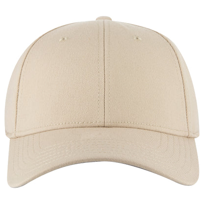 6-Panel Low Profile Baseball Cap — Flex Fit — Custom Leather Patch in Khaki ay