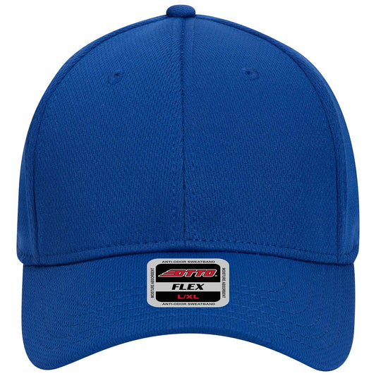 6-Panel Low Profile Baseball Cap — Flex Fit — Custom Leather Patch in Royal