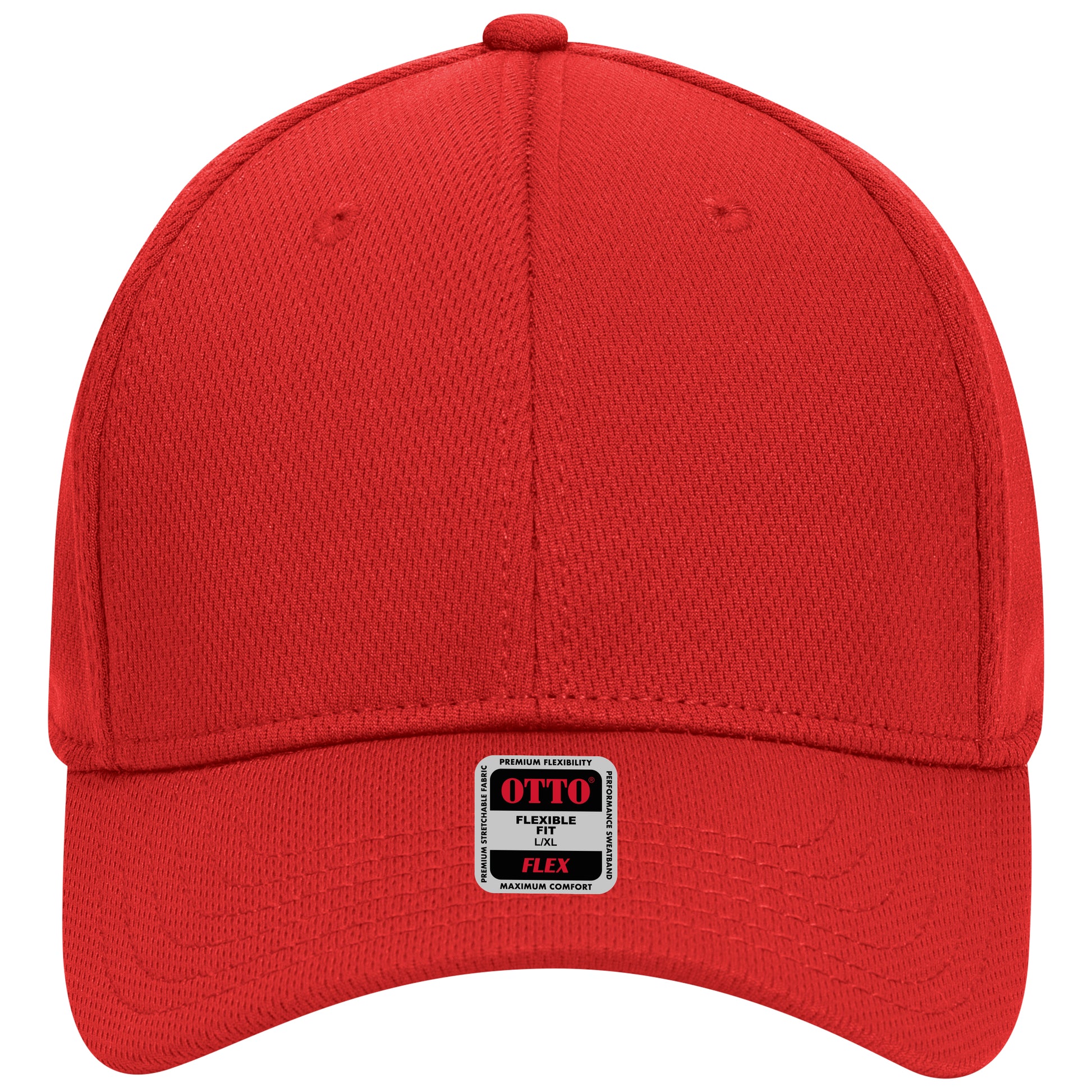 6-Panel Low Profile Baseball Cap — Flex Fit — Custom Leather Patch in Red