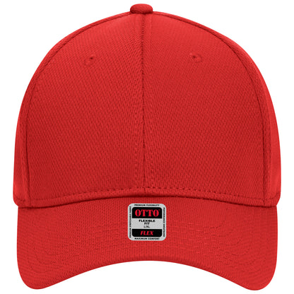 6-Panel Low Profile Baseball Cap — Flex Fit — Custom Leather Patch in Red