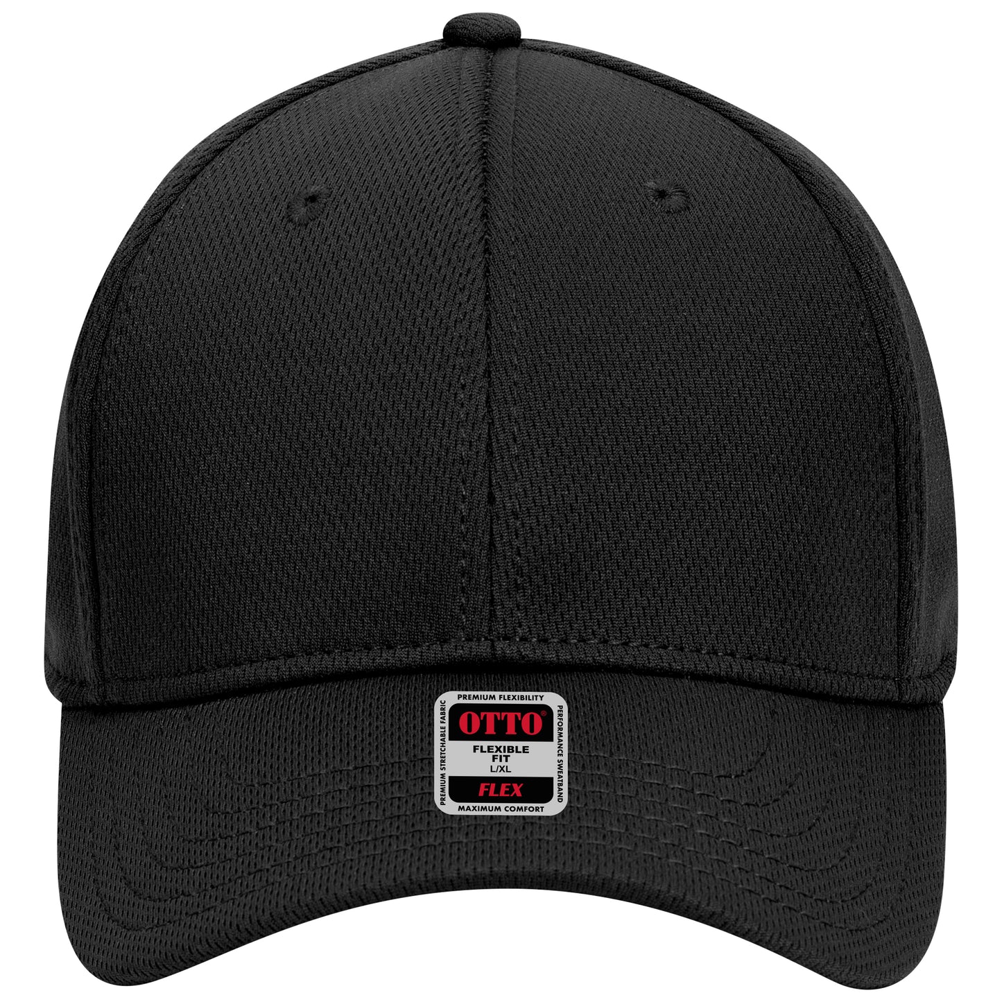 6-Panel Low Profile Baseball Cap — Flex Fit — Custom Leather Patch in Black