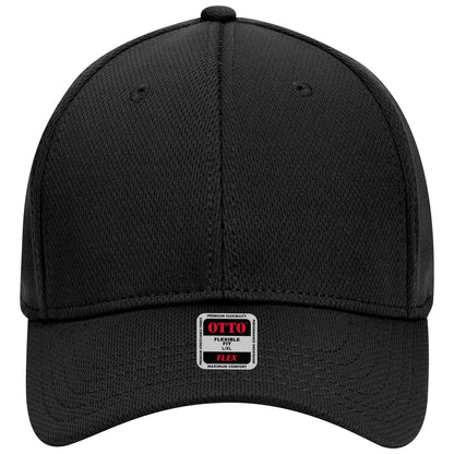 6-Panel Low Profile Baseball Cap — Flex Fit — Custom Leather Patch in Black