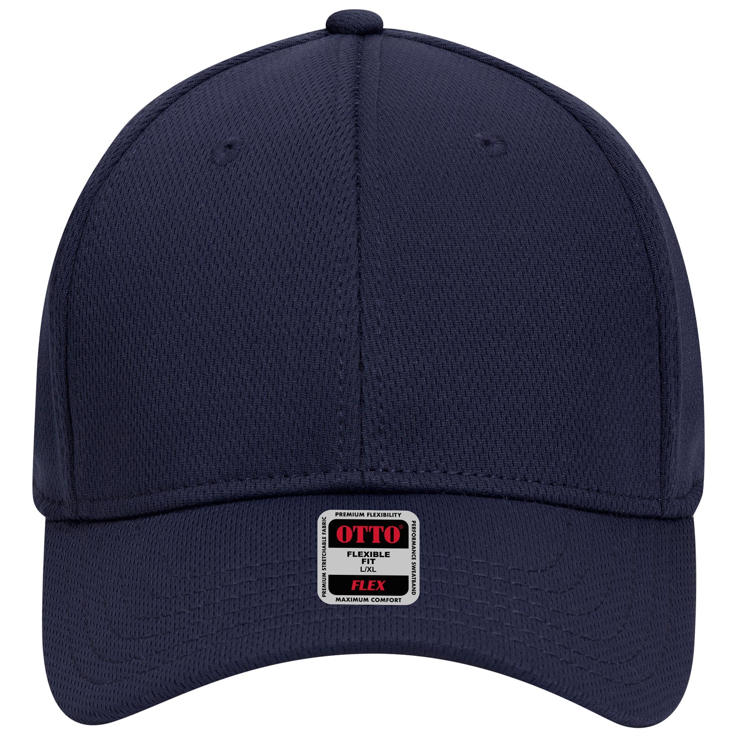 6-Panel Low Profile Baseball Cap — Flex Fit — Custom Leather Patch in Navy