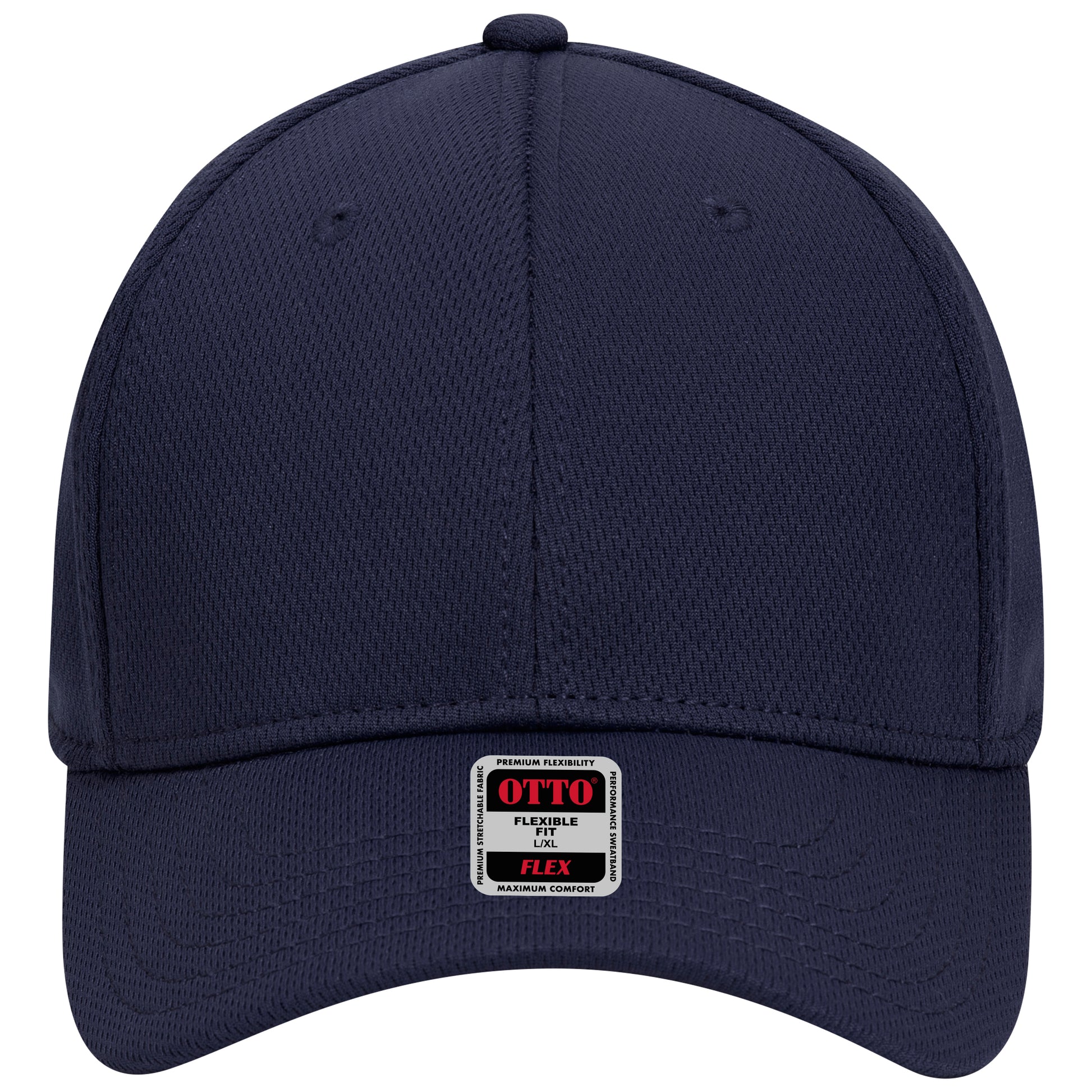 6-Panel Low Profile Baseball Cap — Flex Fit — Custom Leather Patch in Navy