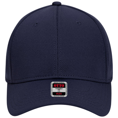 6-Panel Low Profile Baseball Cap — Flex Fit — Custom Leather Patch in Navy