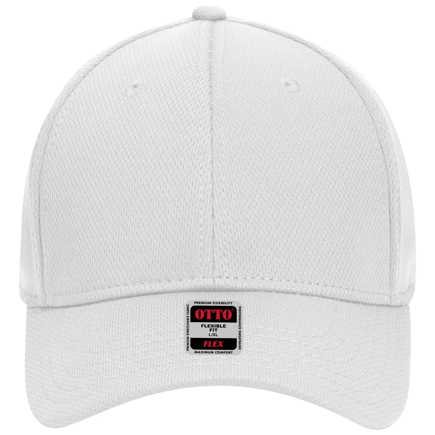 6-Panel Low Profile Baseball Cap — Flex Fit — Custom Leather Patch in White