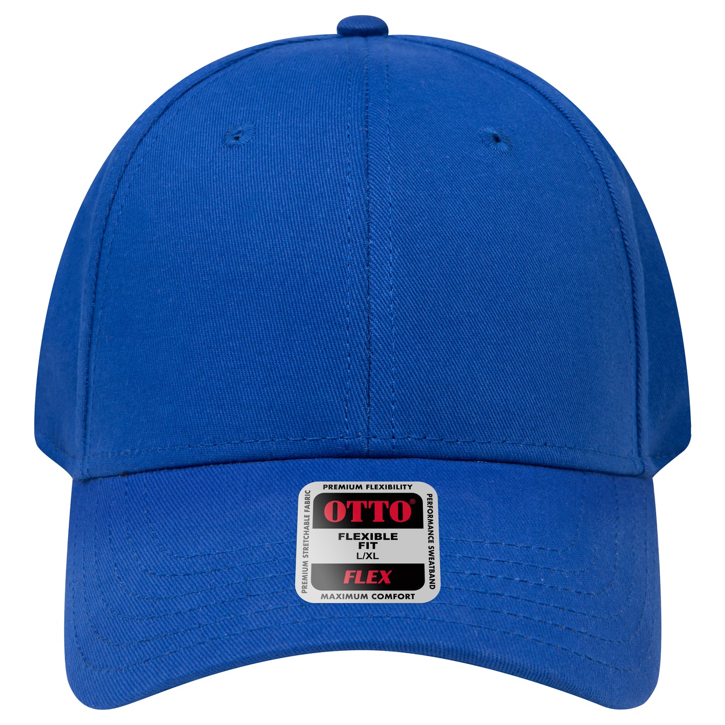 6-Panel Low Profile Baseball Cap — Flex Fit — Custom Leather Patch in Royal