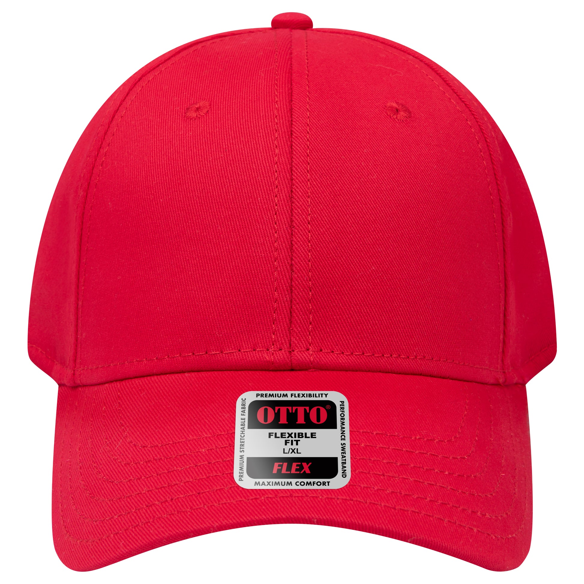 6-Panel Low Profile Baseball Cap — Flex Fit — Custom Leather Patch in Red