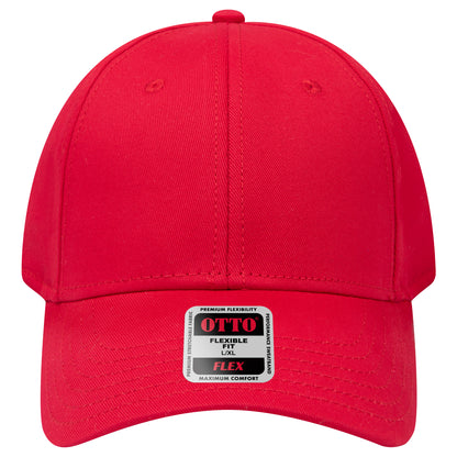 6-Panel Low Profile Baseball Cap — Flex Fit — Custom Leather Patch in Red