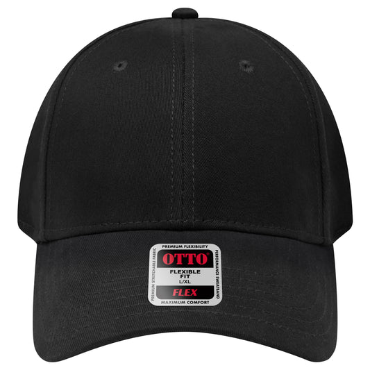 6-Panel Low Profile Baseball Cap — Flex Fit — Custom Leather Patch in Black