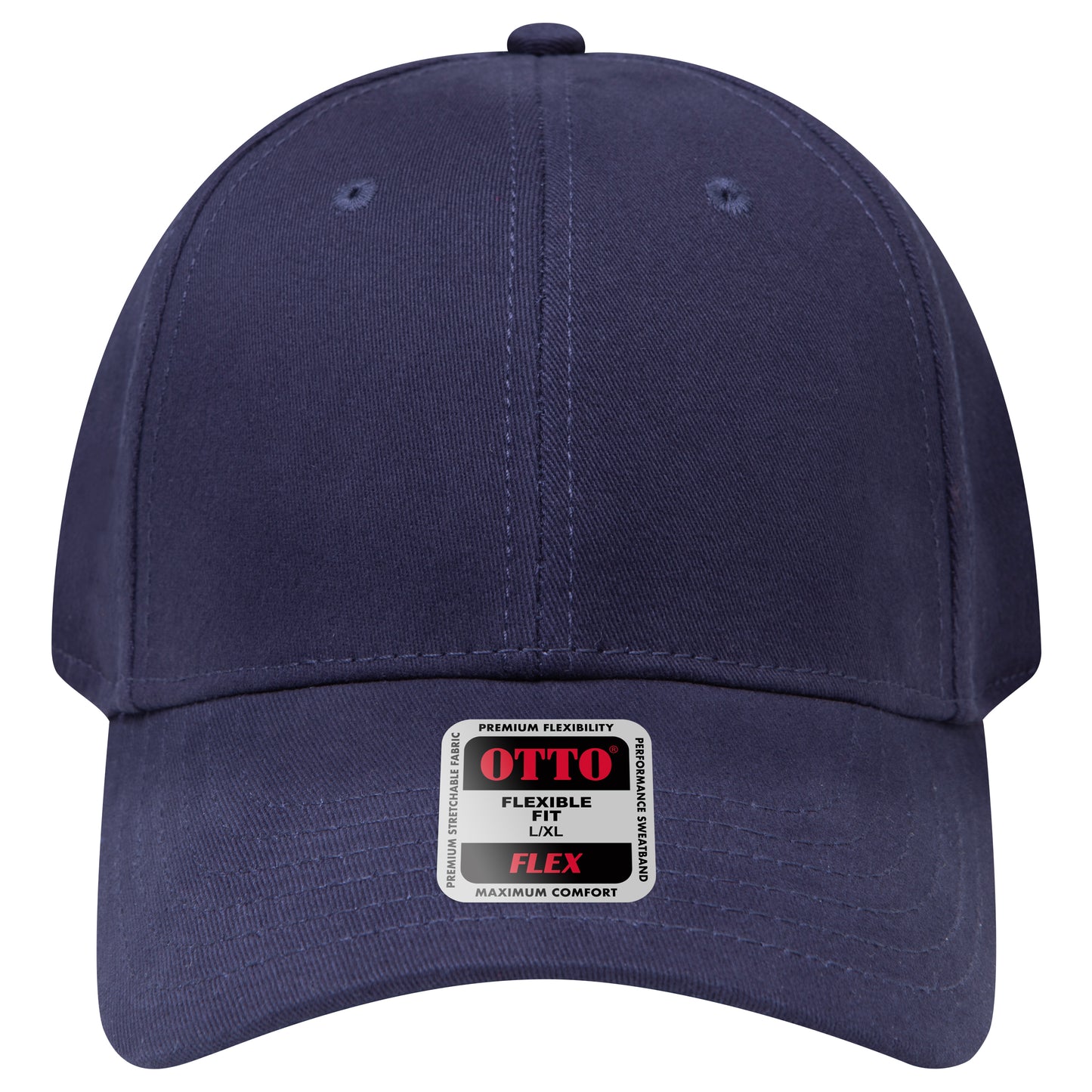 6-Panel Low Profile Baseball Cap — Flex Fit — Custom Leather Patch in Navy
