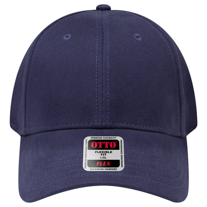 6-Panel Low Profile Baseball Cap — Flex Fit — Custom Leather Patch in Navy