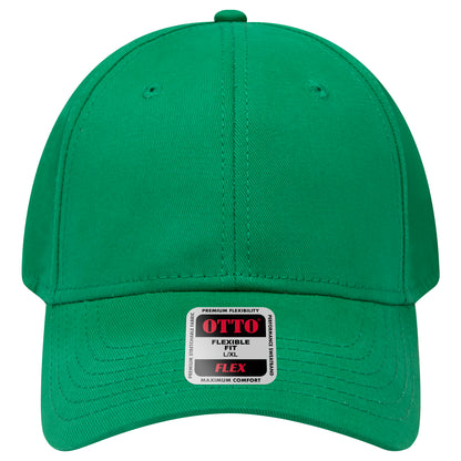 6-Panel Low Profile Baseball Cap — Flex Fit — Custom Leather Patch in Kelly