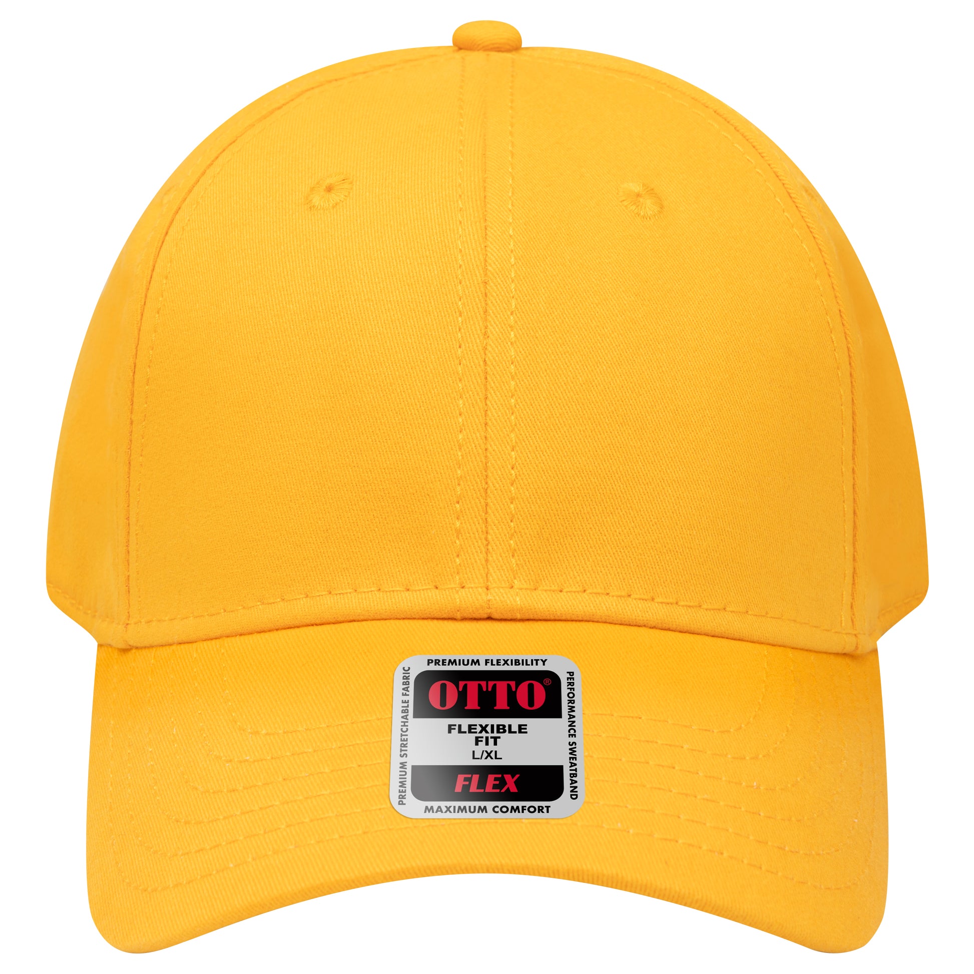 6-Panel Low Profile Baseball Cap — Flex Fit — Custom Leather Patch in Gold