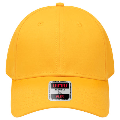 6-Panel Low Profile Baseball Cap — Flex Fit — Custom Leather Patch in Gold