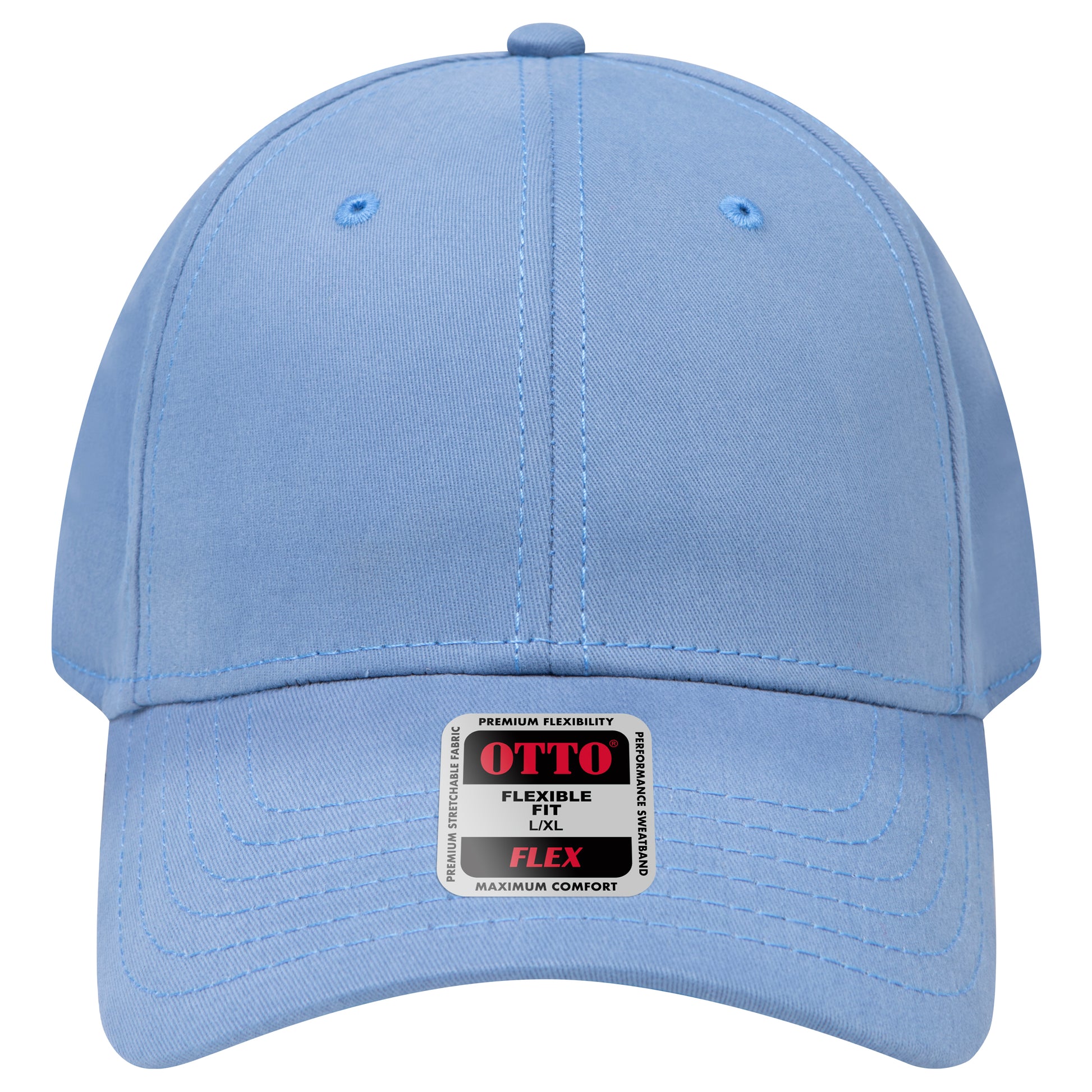 6-Panel Low Profile Baseball Cap — Flex Fit — Custom Leather Patch in Col. Blu