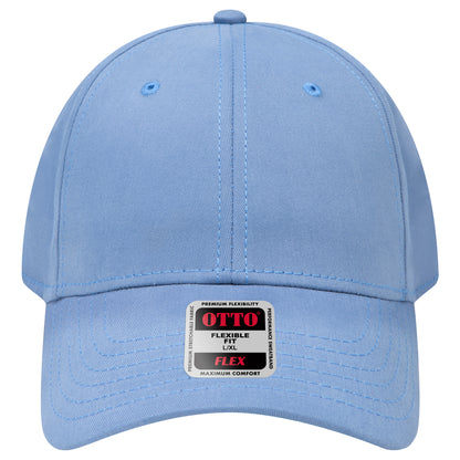 6-Panel Low Profile Baseball Cap — Flex Fit — Custom Leather Patch in Col. Blu