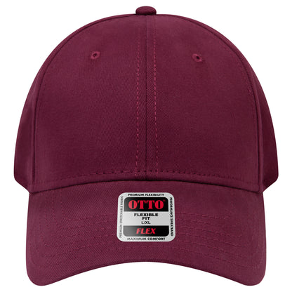 6-Panel Low Profile Baseball Cap — Flex Fit — Custom Leather Patch in Maroon