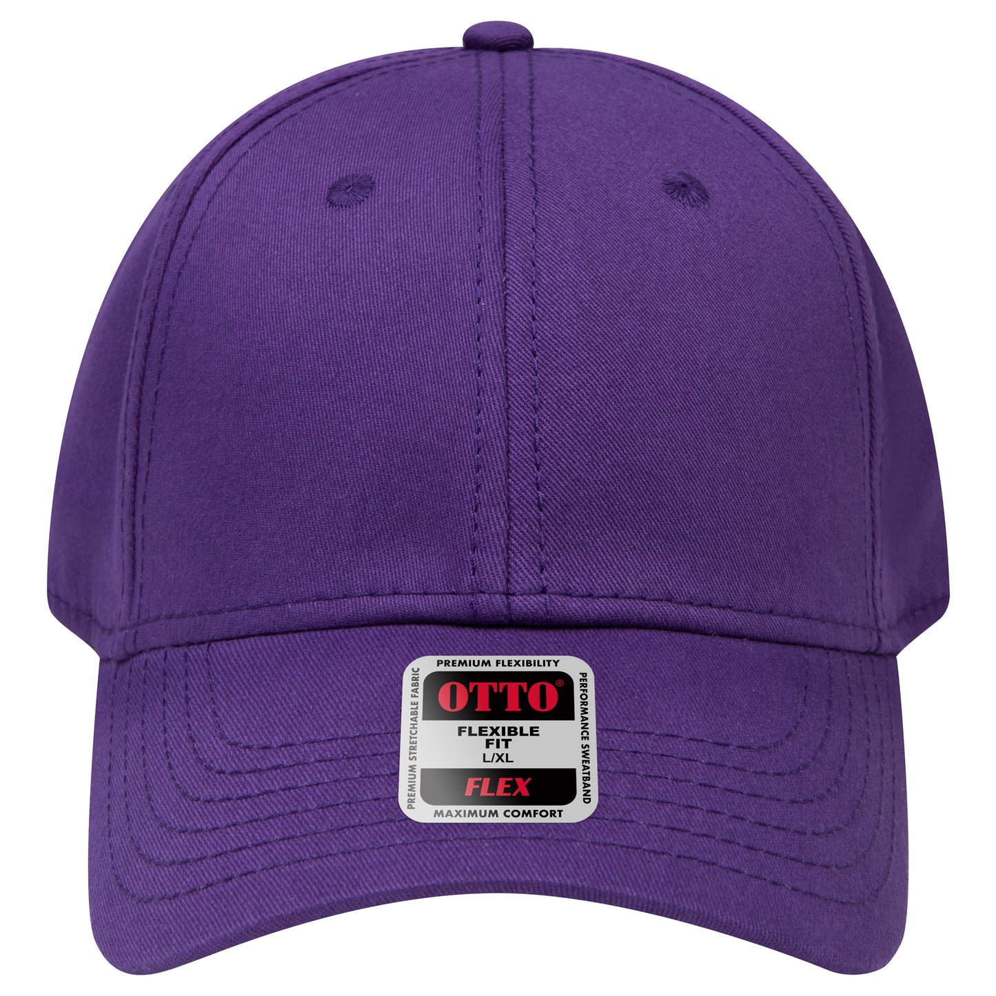 6-Panel Low Profile Baseball Cap — Flex Fit — Custom Leather Patch in Purple e