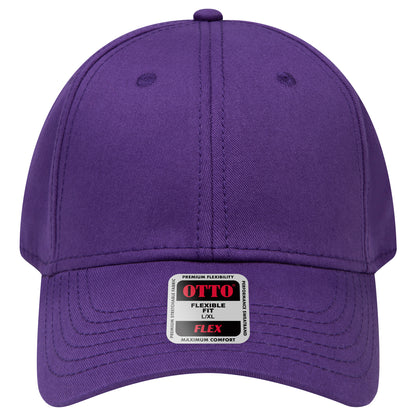 6-Panel Low Profile Baseball Cap — Flex Fit — Custom Leather Patch in Purple e