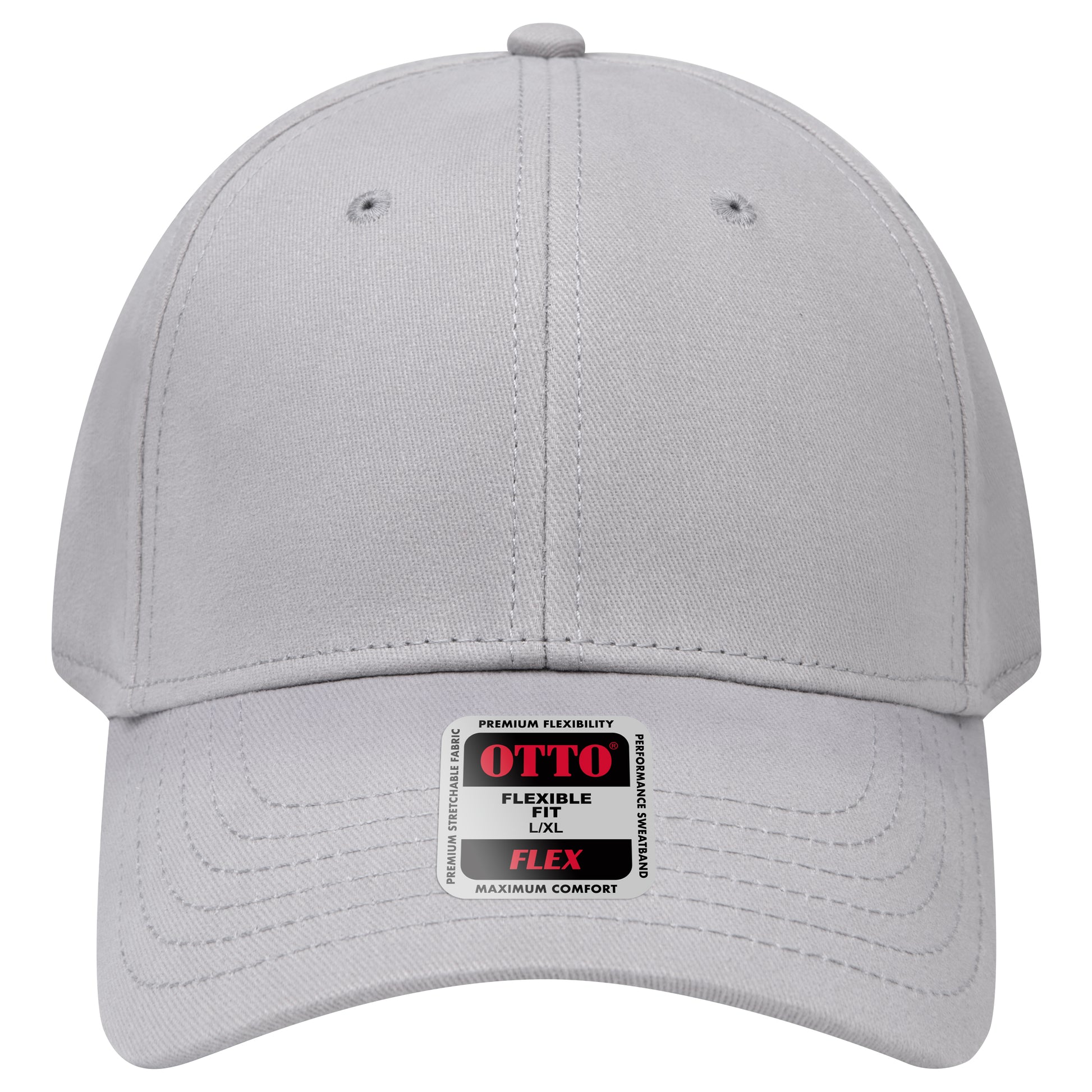 6-Panel Low Profile Baseball Cap — Flex Fit — Custom Leather Patch in Gray
