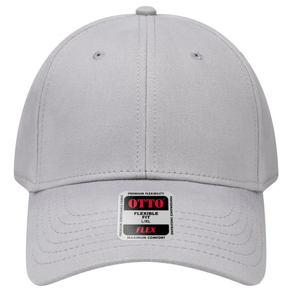 6-Panel Low Profile Baseball Cap — Flex Fit — Custom Leather Patch in Gray