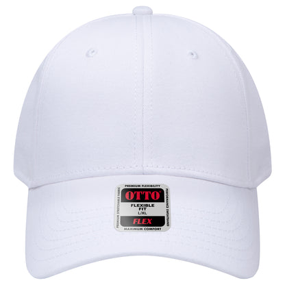 6-Panel Low Profile Baseball Cap — Flex Fit — Custom Leather Patch in White