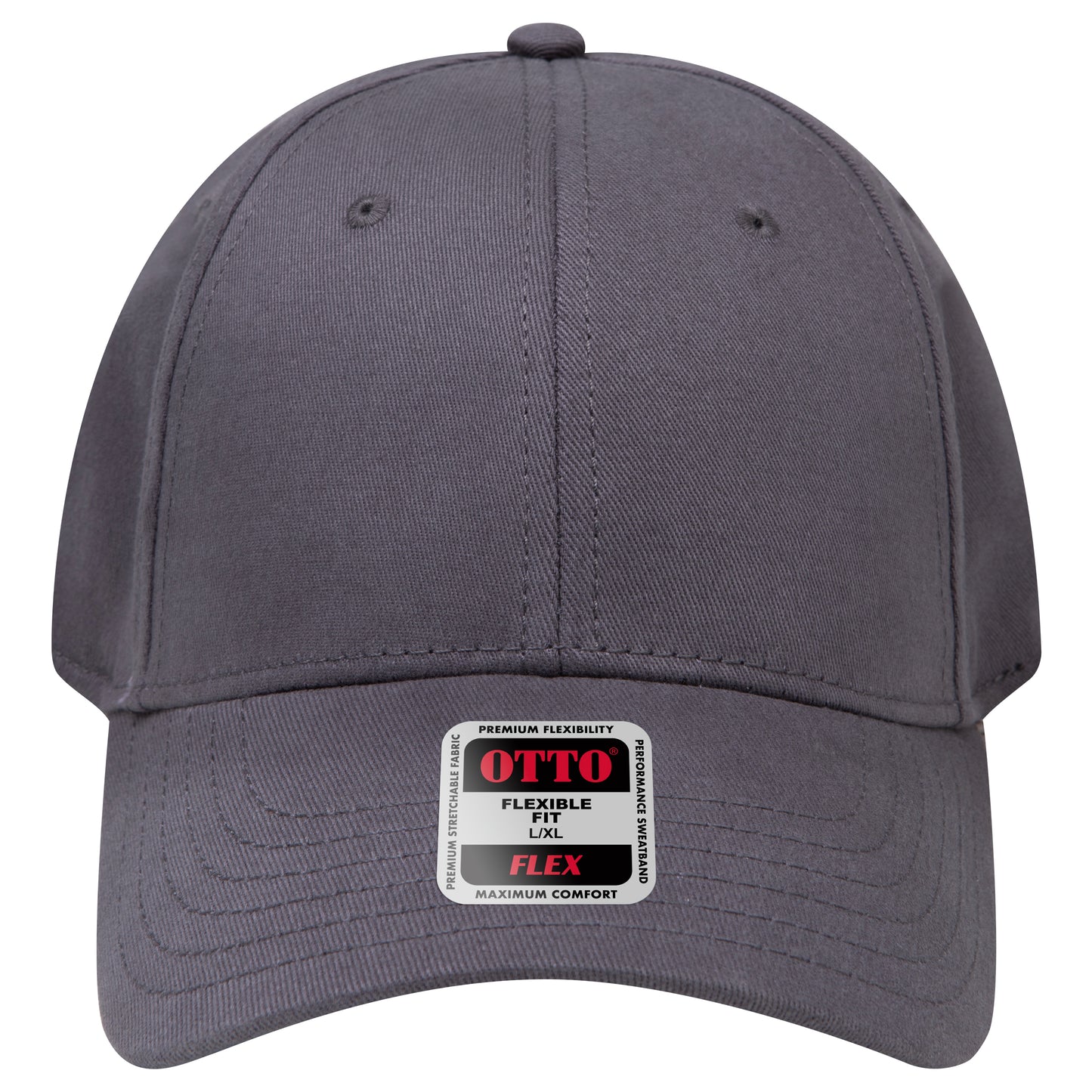 6-Panel Low Profile Baseball Cap — Flex Fit — Custom Leather Patch in Char. Gr