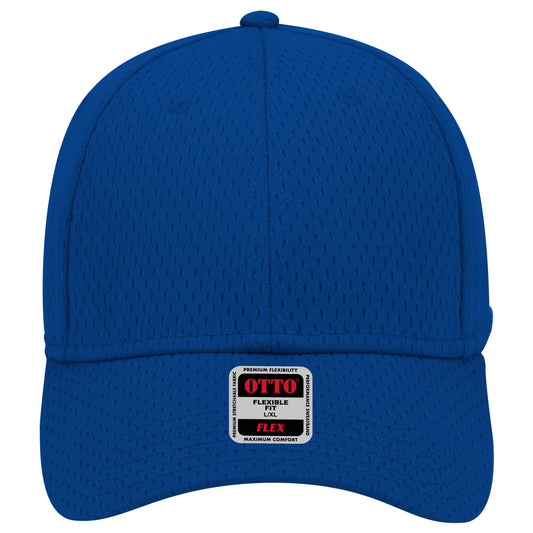 6-Panel Low Profile Baseball Cap — Flex Fit — Custom Leather Patch in Royal