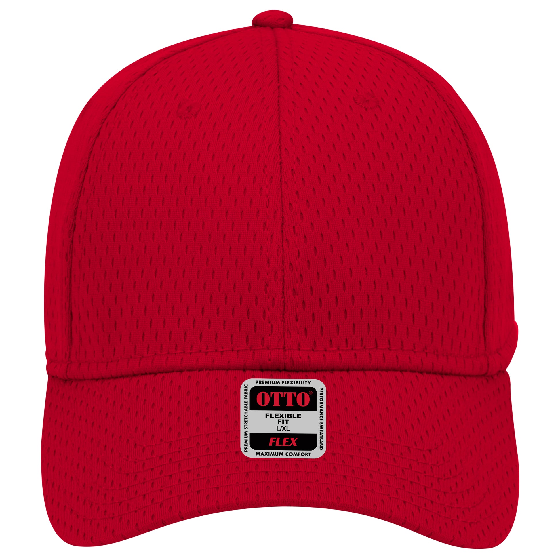 6-Panel Low Profile Baseball Cap — Flex Fit — Custom Leather Patch in Red