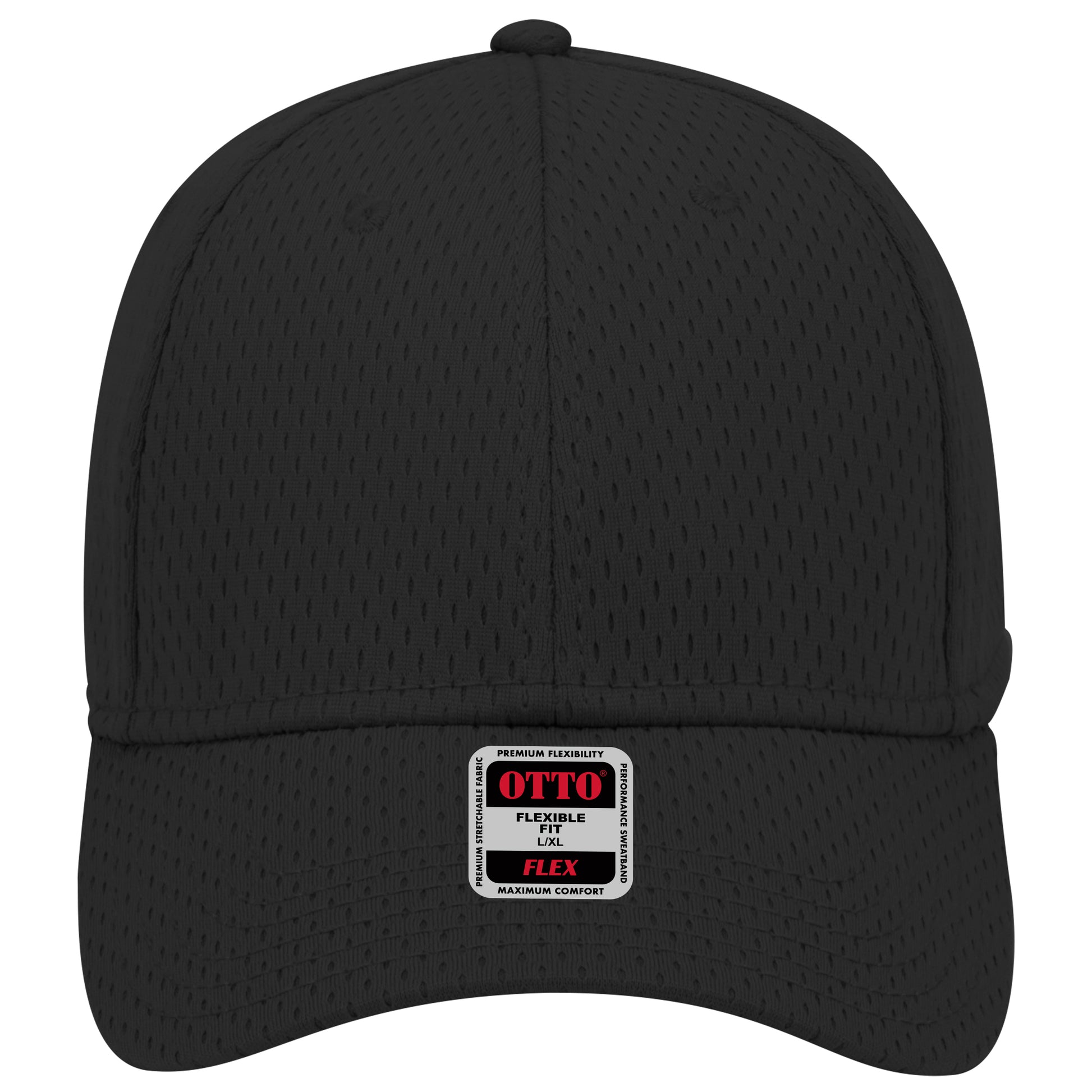 6-Panel Low Profile Baseball Cap — Flex Fit — Custom Leather Patch in Black