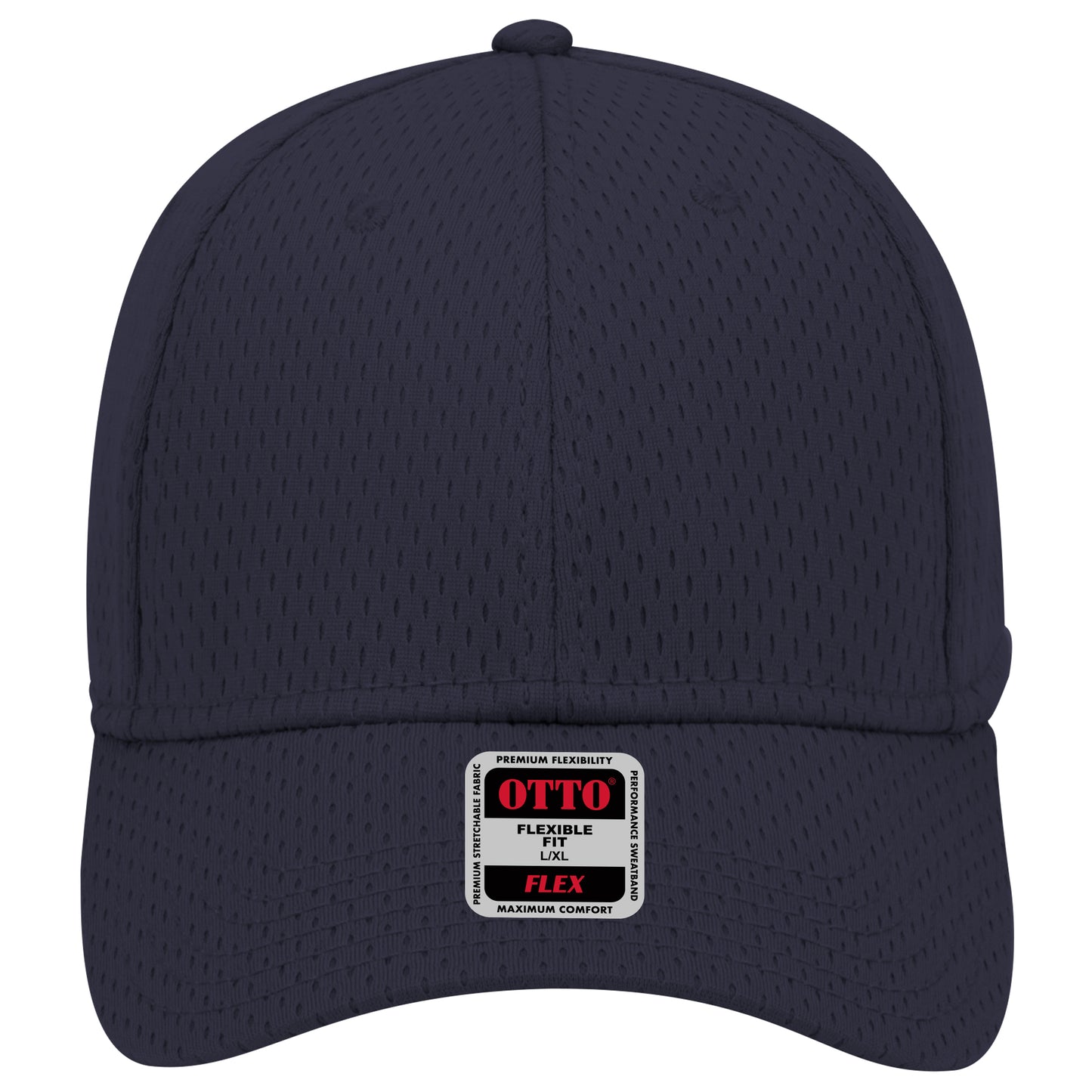 6-Panel Low Profile Baseball Cap — Flex Fit — Custom Leather Patch in Navy