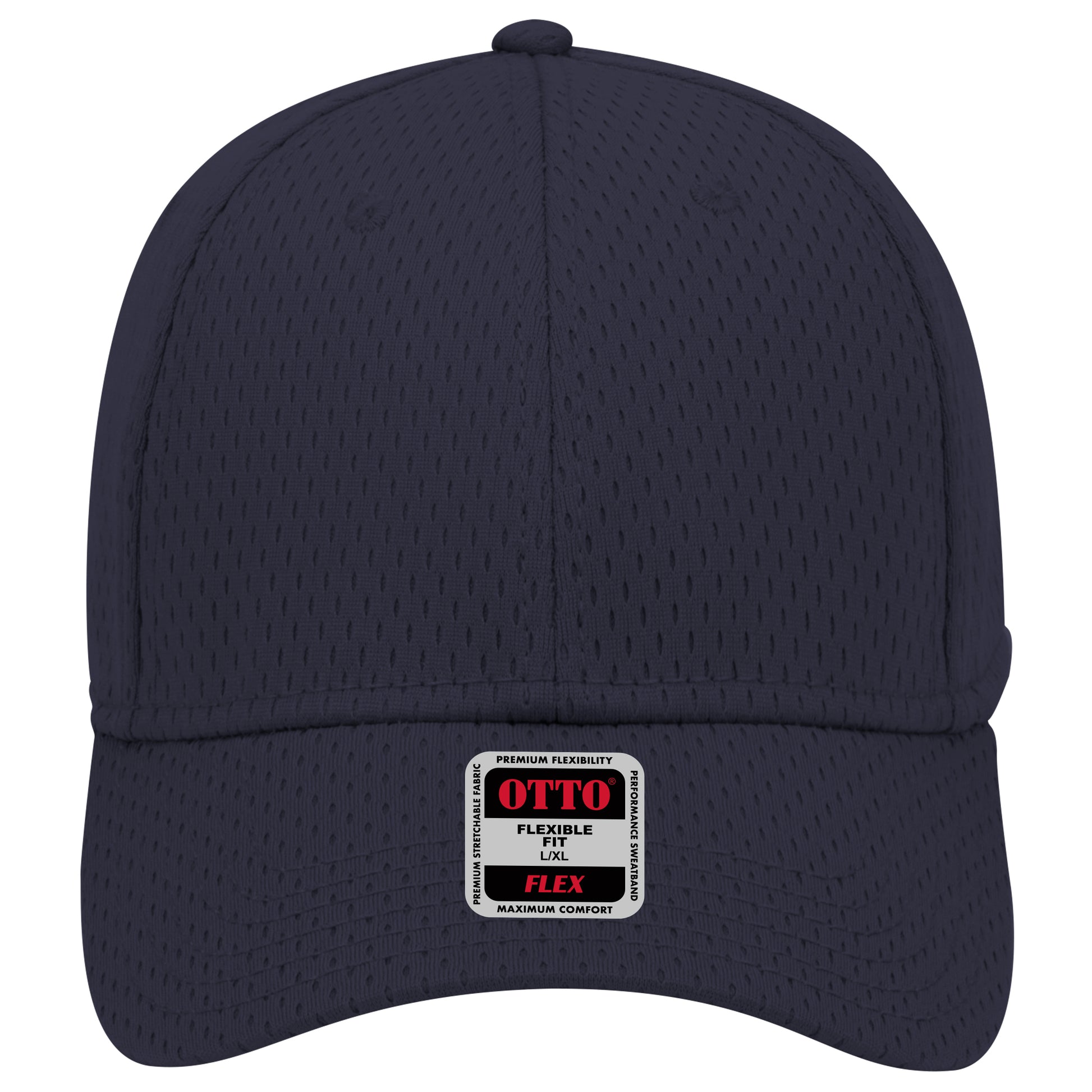 6-Panel Low Profile Baseball Cap — Flex Fit — Custom Leather Patch in Navy