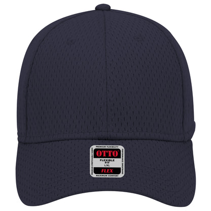 6-Panel Low Profile Baseball Cap — Flex Fit — Custom Leather Patch in Navy